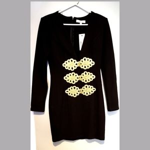 Rare London braid trim bodycon dress